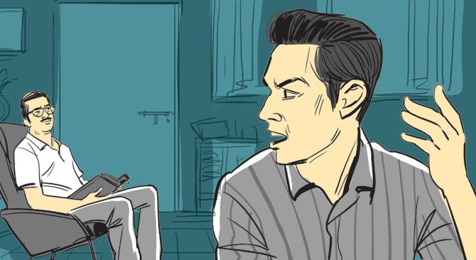 The father observes his son growing increasingly irritable and returning home late. Upon being confronted, the son avoids answering any questions.