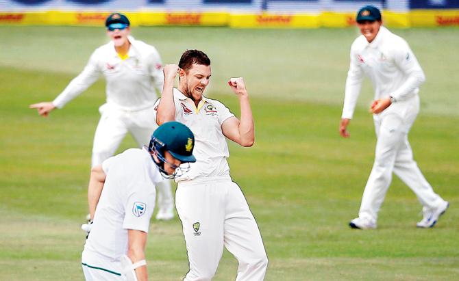 Josh Hazlewood celebrates Australia