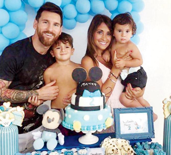 Messi with wife Antonella and sons Thiago and Mateo