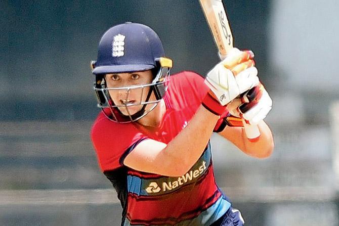 Englands Natalie Sciver  en route her 68* at Brabourne yesterday. PIC/SURESH KARKERA 