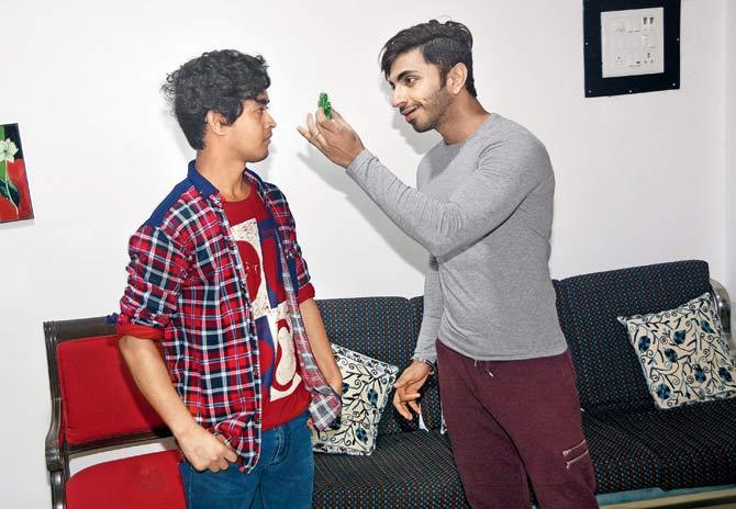 Nishant Karki and Abhijit Thakur during the rehearsal of Bhasmasur in Bandra. Pics/Sayyed Sameer Abedi