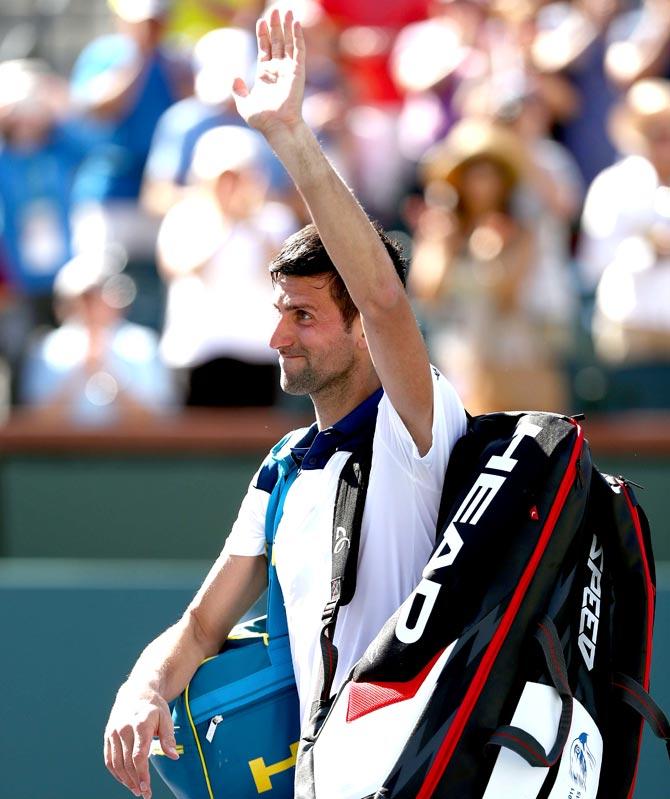 Novak Djokovic of Serbia leaves the court after losing to Taro Daniel of Japan during the BNP Paribas Open at the Indian Wells Tennis Garden on in Indian Wells, California. Pic/AFP
