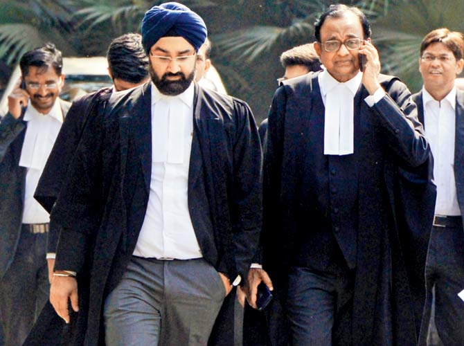 Senior Congress leader P Chidambaram at Delhi High court on Friday. Pic/PTI