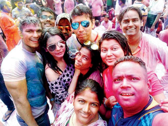 Bairagi seen celebrating Holi with friends, a few hours before his death