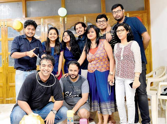 Soumyasree Mukherjee (extreme right) towers over his pals