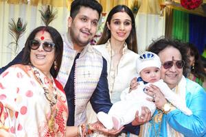 Bollywood celebrities Hema Malini, Randhir Kapoor, Jaya Prada and others attended the annaprasanna (rice ceremony) for Bappi Lahiri's grandson Krissh. We have pictures