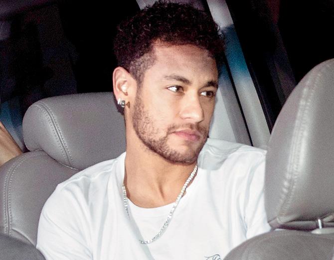 Neymar en route his surgery in Belo Horizonte on Friday. Pic/AFP
