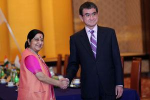 Sushma Swaraj, Japanese foreign minister Taro Kono discuss bilateral ties
