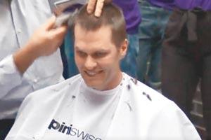 NFL star Tom Brady sheds his tresses for cancer patients