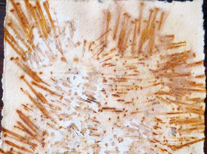 Rust stains and primer on handmade paper