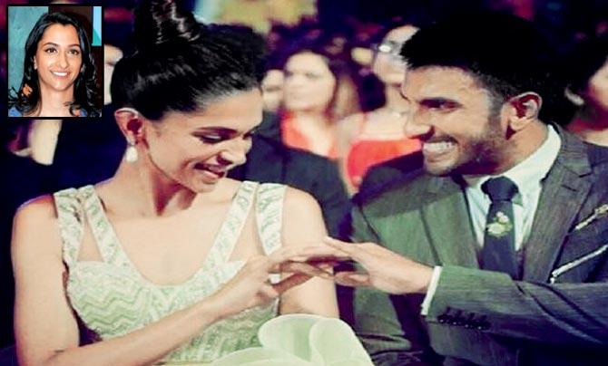 Deepika Padukone and Ranveer Singh; Inset sister Anisha Padukone