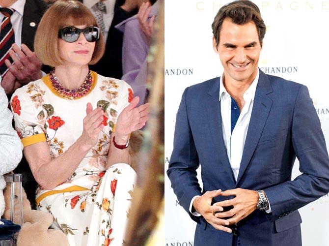 Fashionista Anna Wintour and Roger Federer