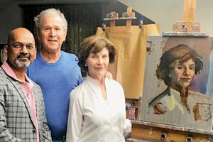 Mumbai man teaches George Bush how to do live portrait