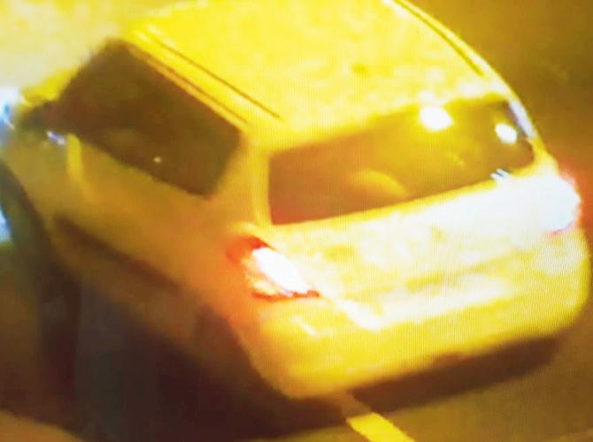A CCTV grab shows the Swift Dzire car in which members of the  gang used to conduct a recce before stealing the SUVs
