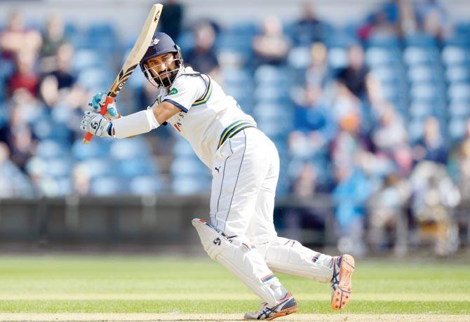 Cheteshwar Pujara bats for Yorkshire during the County Championship Division One match against Nottinghamshire in Leeds on April 20. Pic/Getty Images