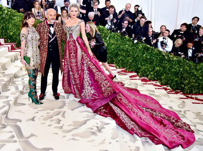 Louboutin and Lively at the Met Gala. Pic/Getty Images