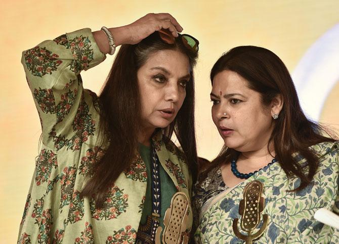 Bollywood actress and activist Shabana Azmi and BJP leader Meenakshi Lekhi during an event, in New Delhi on Monday, May 28, 2018. Pic/PTI