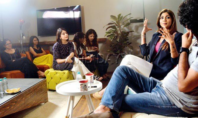 Shilpa Shetty in conversation at mid-day office. Pic/Sayyed Sameer Abedi