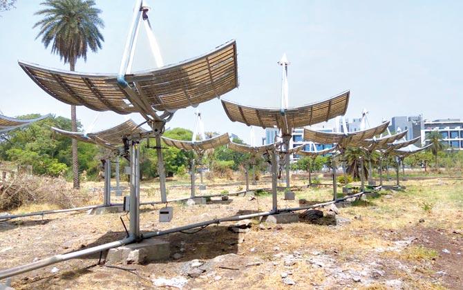 The solar panels set up in the women