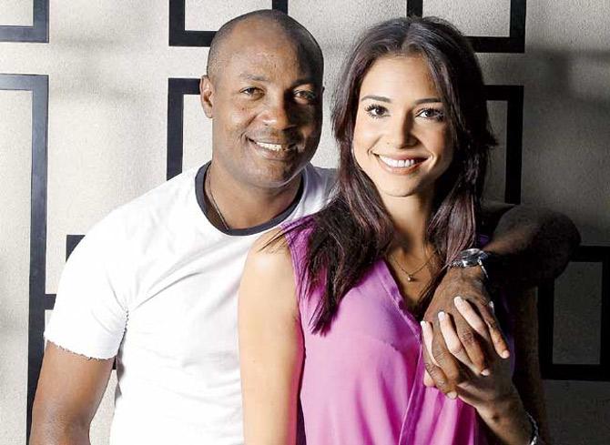 Brian Lara with his partner Jamey Bowers in Sydney on Monday. Pic/ Getty Images
