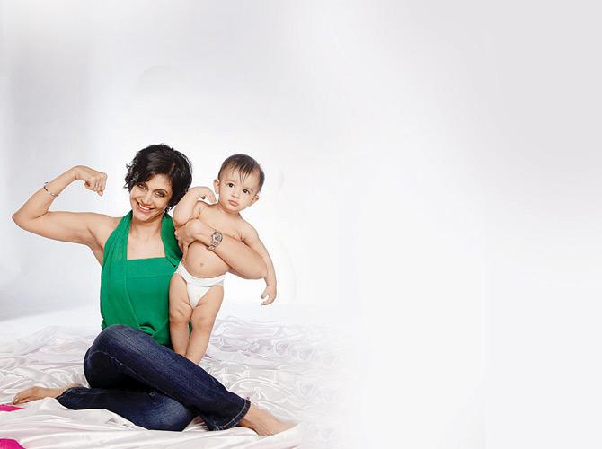 Mandira Bedi with her son Veer, who is six today. pic courtesy/jitu savlani