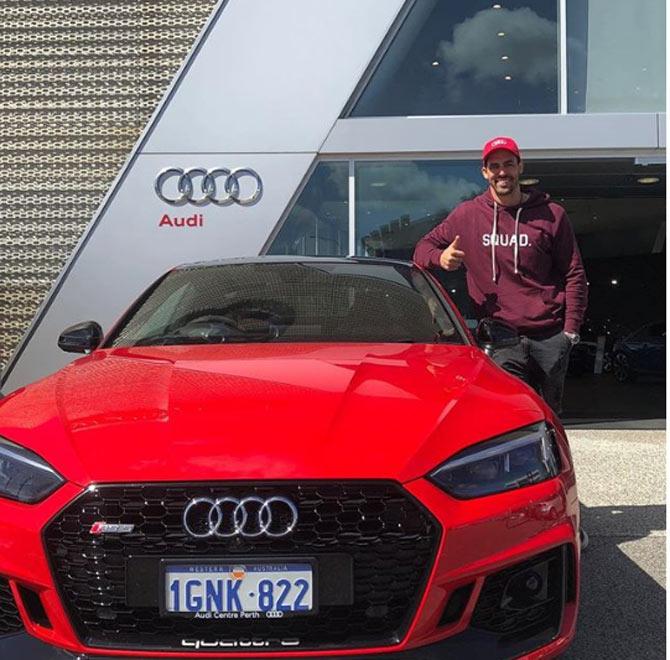 Mitchell Johnson posted this picture with his brand new toy. Johnson wrote, 'Going to miss this ride.. Thanks @audicentreperth for giving me the Audi RS5 to drive for the weekend. Such a great car inside and out! #weapon #rs5 #sexy'