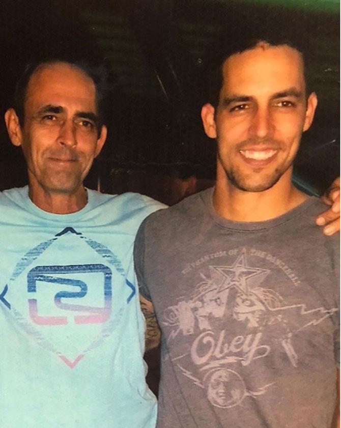 Mitchell Johnson shared this image of himself with his father on Father's Day. Johnson captioned, 'Happy Father's Day. Wish we could spend it together but I know when we catch up next time, we will make the most of it. Hope you had a good one'
