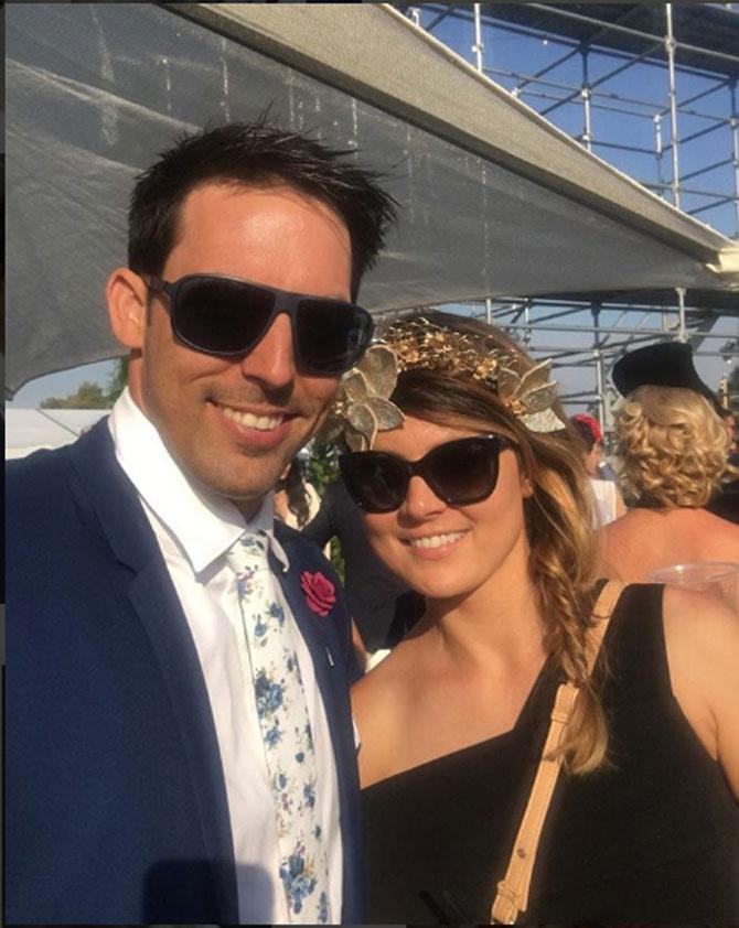 In pic: Mitchell Johnson with his wife Jessica Bratich at an event