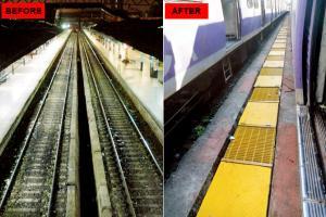 CR install yellow metal covers with locks on gutters between tracks