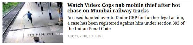 Watch Video: Cops nab mobile thief after hot chase on Mumbai railway tracks