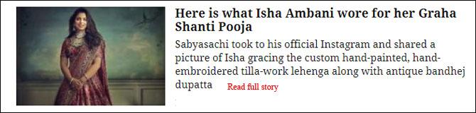 Here Is What Isha Ambani Wore For Her Graha Shanti Pooja