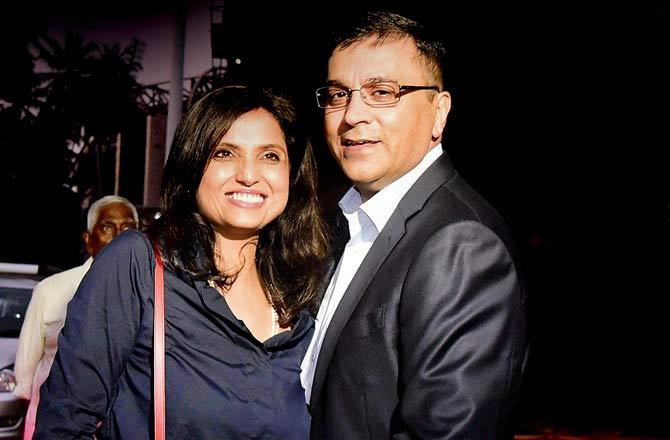 BCCI CEO Rahul Johri and his wife Seema pose for a photograph at the Indian cricket board