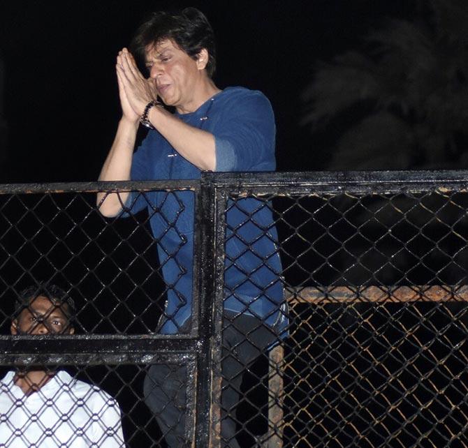 Shah Rukh Khan greets fans at Mannat