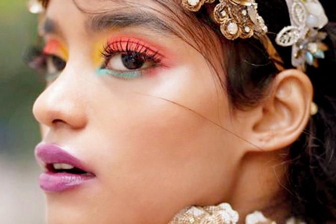 Model Shonali Singh was seen with neon eye make- up, possibly one of the few to pull off multiple colours