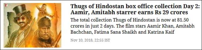 Thugs of Hindostan box office collection Day 2: Aamir, Amitabh starrer earns Rs 29 crores