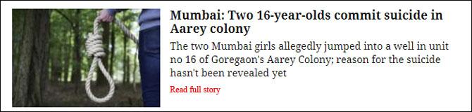 Mumbai: Two 16-Year-Olds Commit Suicide In Aarey Colony