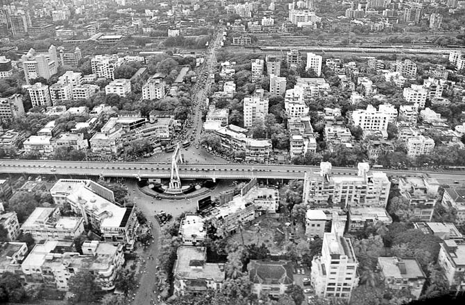 An aerial view of the Khodadad Circle shows the originally two-storey structures ringing it: clockwise from left bottom corner stand Empress Mahal, Empire Mahal, Imperial Mahal and Harganga Mahal. Pic courtesy Jehangir Sorabjee/Above Bombay