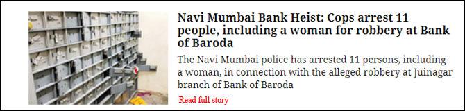 Navi Mumbai Bank Heist: Cops Arrest 11 People, Including A Woman For Robbery At Bank Of Baroda