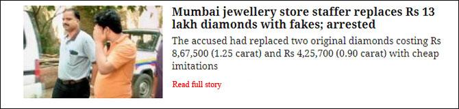 Mumbai Jewellery Store Staffer Replaces Rs 13 Lakh Diamonds With Fakes; Arrested
