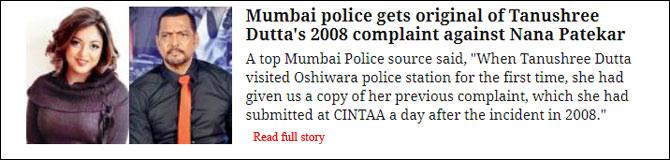 Mumbai Police Gets Original Of Tanushree Dutta