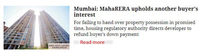 Mumbai: MahaRERA upholds another buyer