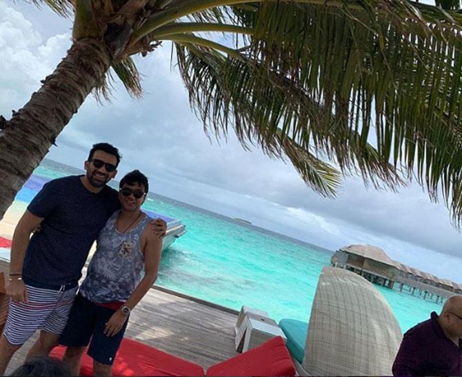 Zaheer Khan shared this picture with a friend in the Maldives. Zaheer wrote, 'Birthday buddies - happy birthday Maz'
