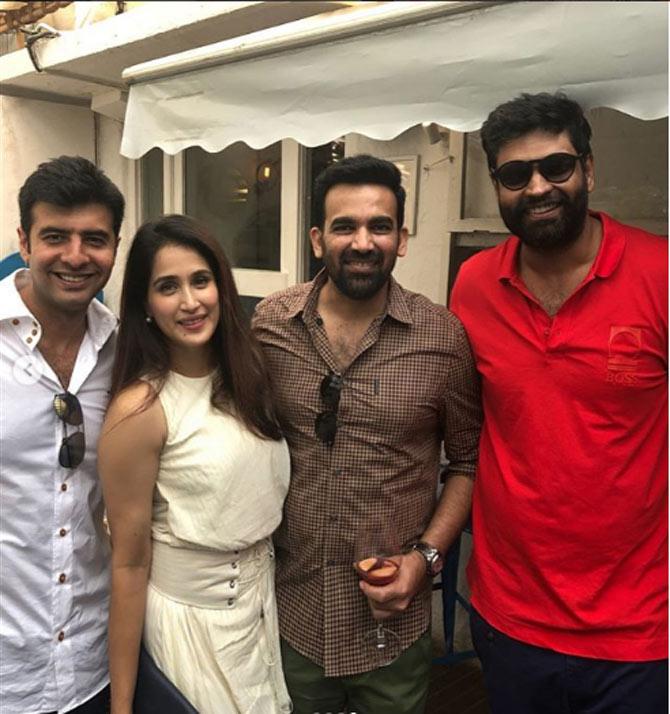 Sagarika Ghatge posted this picture of a lunch date with hubby Zaheer and a couple of friends. She wrote, 'Wearing @_shrutisancheti @sakaa_t'