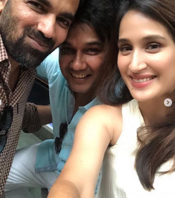 Sagarika Ghatge posted this picture of herself with Zaheer and a friend at a party