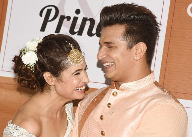 This candid click of the couple was from their sangeet ceremony, where they look happier than ever before. Prince Narula rose to fame after his successive wins in the reality shows MTV Roadies X2 and Splitsvilla 8. He later participated in the controversial reality show, Bigg Boss 9, which also had Yuvika. He emerged as the winner of this show, too, and love blossomed for these two inside the Bigg Boss house. Yuvika was seen in Om Shanti Om, Naughty @40 and had participated in India's Best Cinestars Ki Khoj.