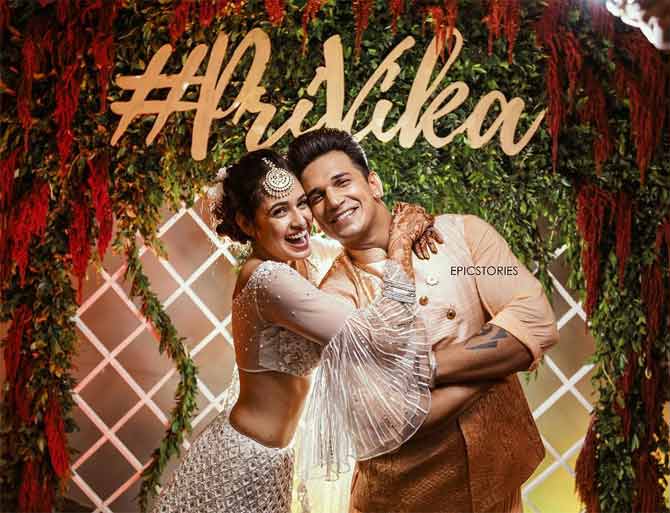 Before their marriage ceremony on October 12, Prince Narula and Yuvika Chaudhary had an elaborate sangeet ceremony on October 11 by the name #PriVika at Su Casa in Bandra. The duo opted for pastel shades as Yuvika was decked in a tulle lehenga, minimal jewellery and nude make up, and Prince Narula was garbed in an asymmetrical sherwani.