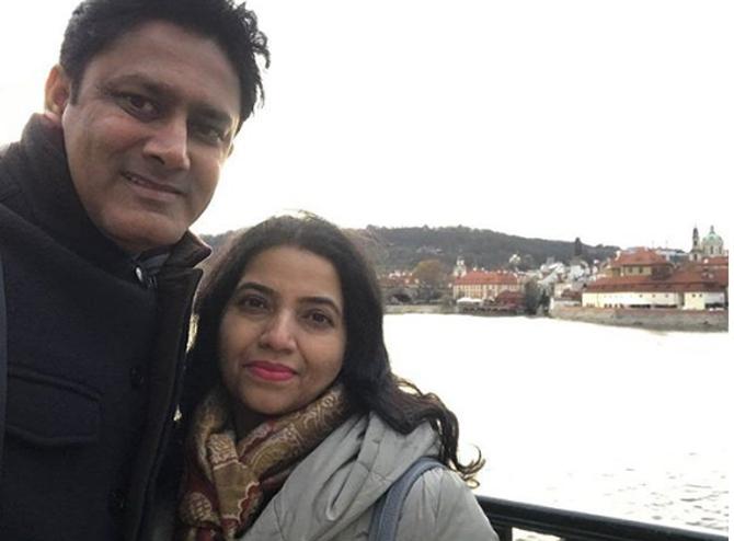 Born on October 17, 1970, Anil Kumble is a former Indian cricketer and a former captain of Team India Tests and ODIs, who played Tests and ODIs for 18 years. In picture: Anil Kumble and his wife Chethana n Prague.