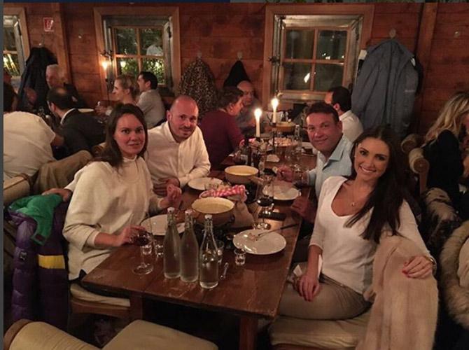 Jacques Kallis is the third-highest run scorer in Tests after Sachin Tendulkar and Ricky Ponting and among the only 4 batsmen (along with Rahlu Dravid) to score more than 13,000 Test runs. In picture: Jacques Kallis and Charlene at a dinner outing in Johannesburg with and a couple of friends.