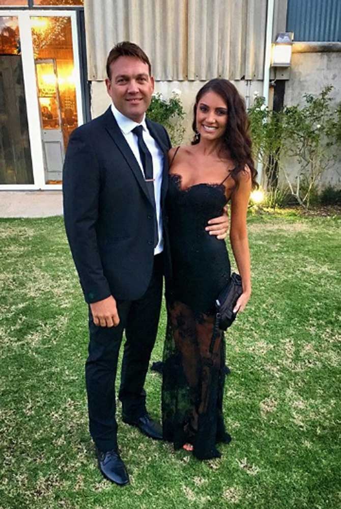 Charlene Engels posted a picture of herself and Jacques Kallis attending Mark Boucher's wedding. The couple looked dapper in an all black ensemble. She captioned, '#BoucherWedding @jacqueskallis'
