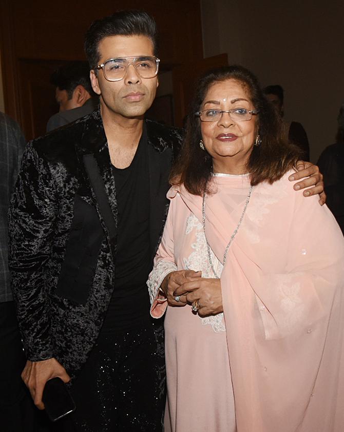 Karan Johar with mother Hiroo Johar at 20th anniversary celebration of Kuch Kuch Hota Hai